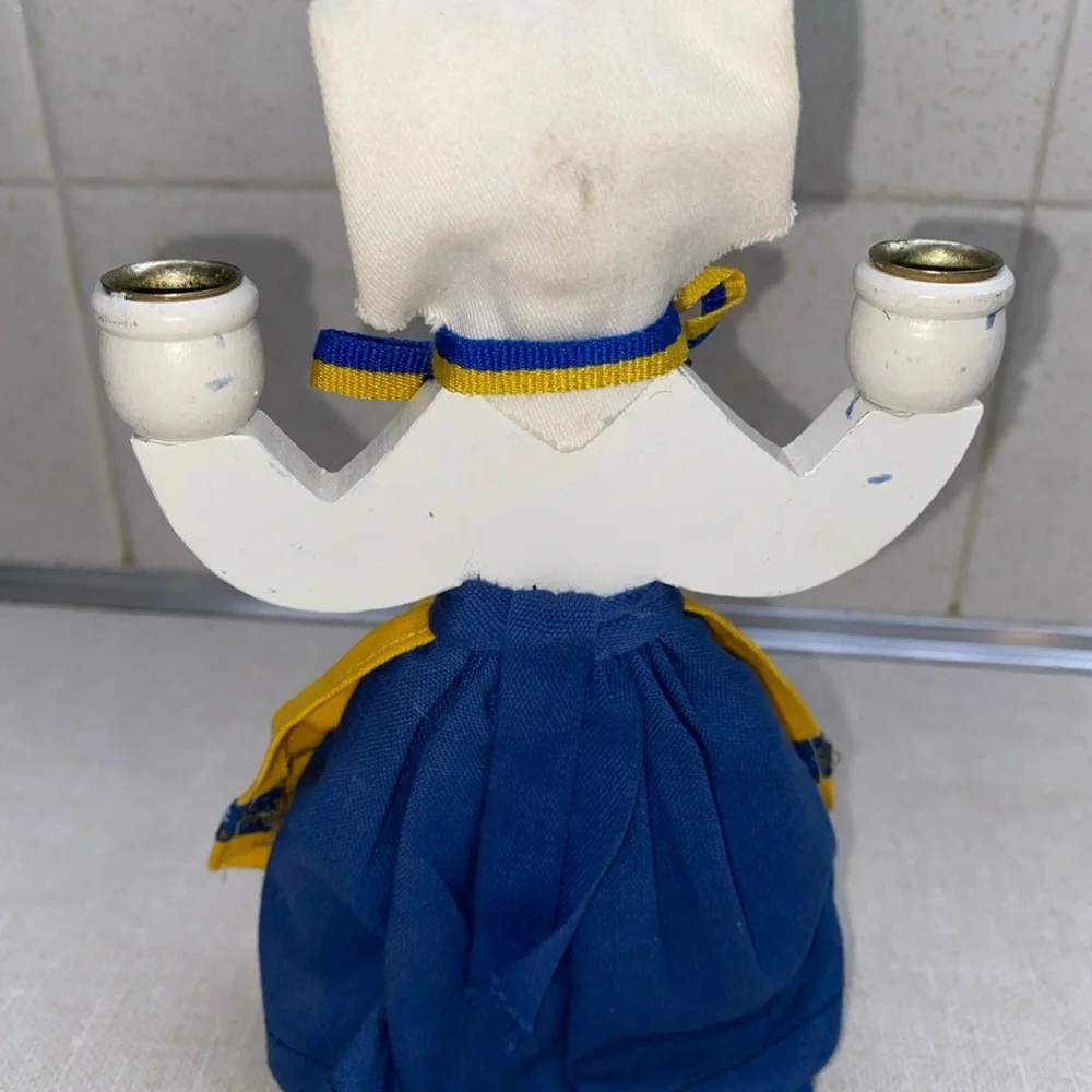 Butticki Vintage Lucia Swedish girl candlestick‎ holder wooden Sweden